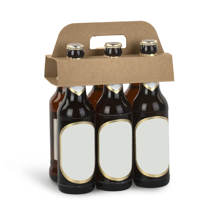 Flaskeholder brun glat bølgepap - 1