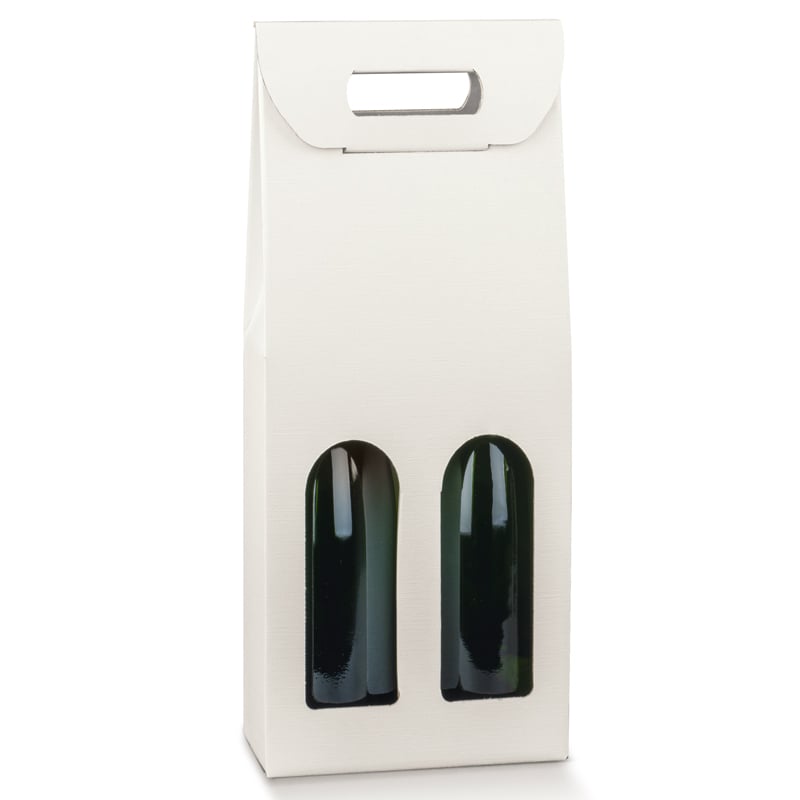 Flaskekasse med vindue, hvid linnedstruktur - 2