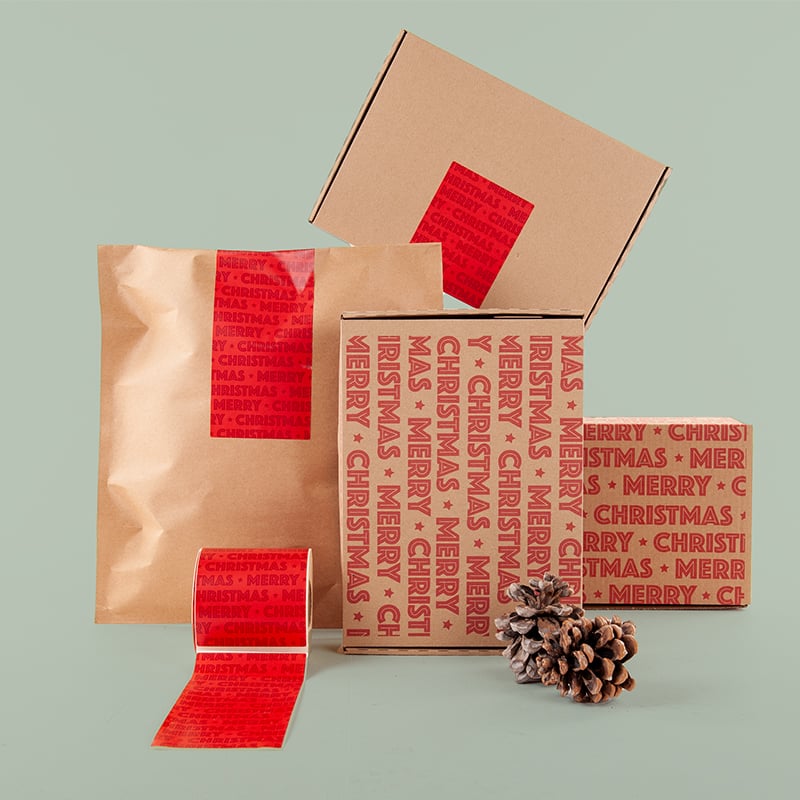 Postæske i kraft med rødt tryk - For x-mas - 2