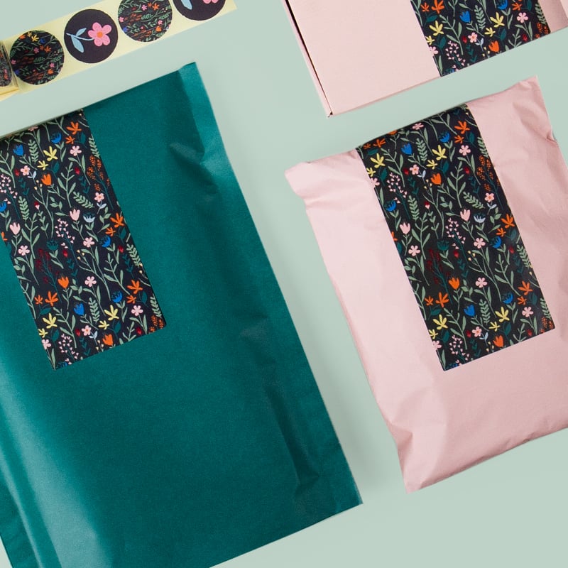 Lukkeetiket i "Garden Black" mønster - 1