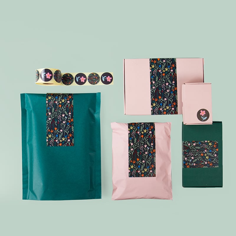 Lukkeetiket  i "Garden Black" mønster - 4