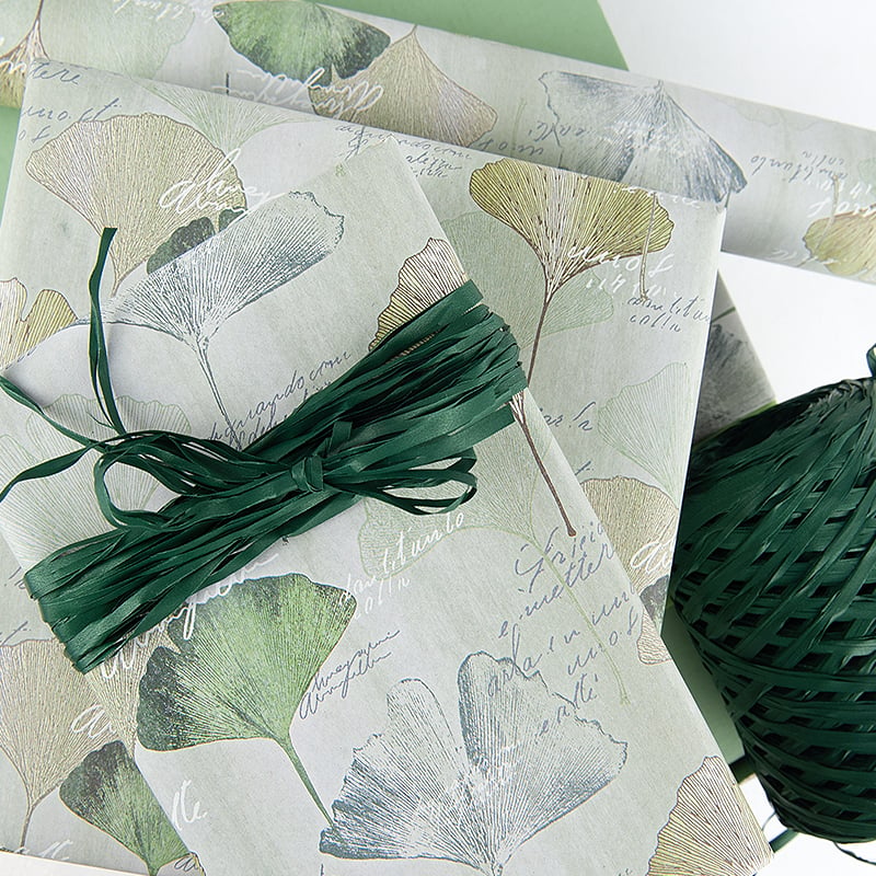Gavepapir Ginkgo green - dobbeltsidet - 2
