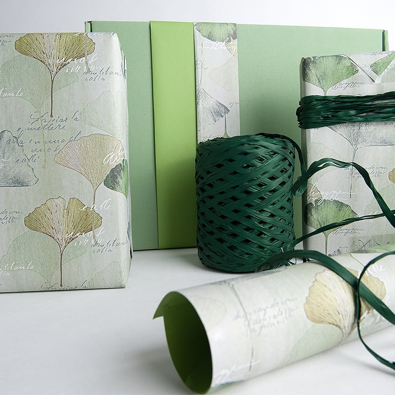 Gavepapir Ginkgo green - dobbeltsidet - 3