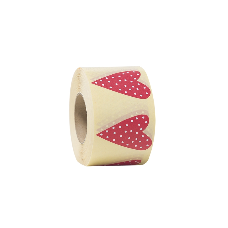 Gaveetiketter modern heart rød med hvide prikker - 1