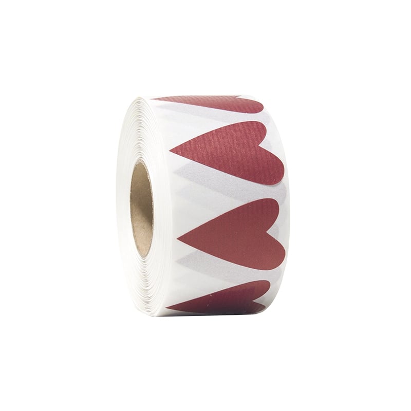 Gaveetiketter modern heart rød rillet - 1