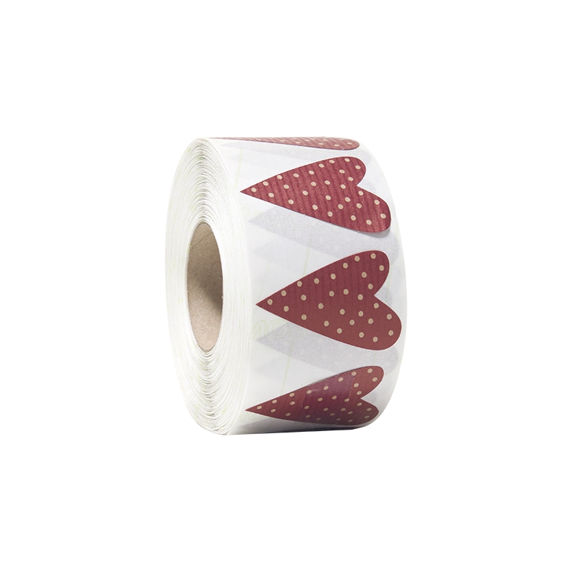 Gaveetiketter modern heart miljø vinrød med brune prikker - 1