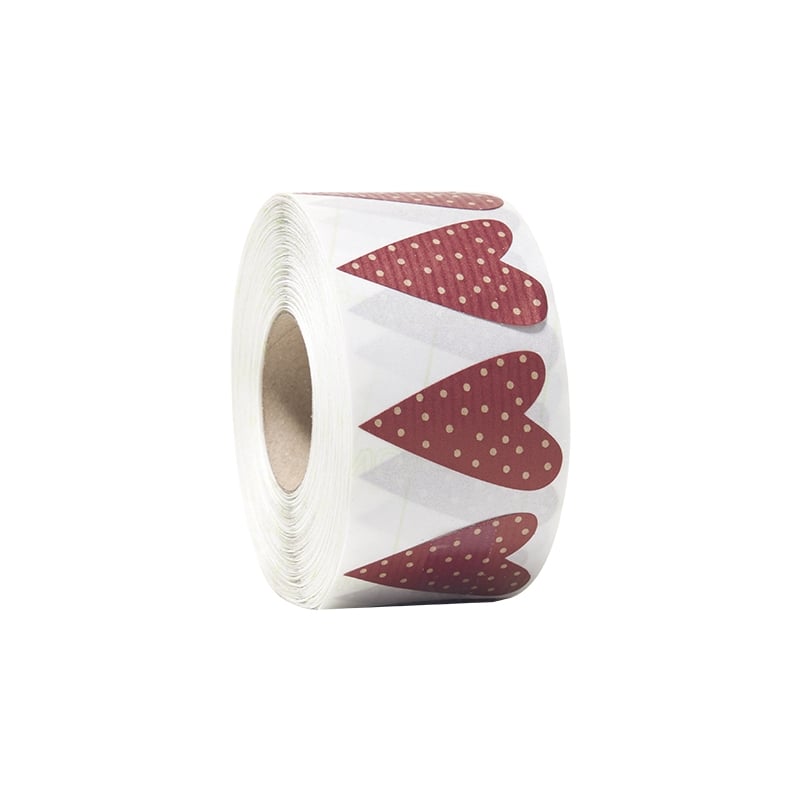 Gaveetiketter modern heart miljø vinrød med brune prikker - 1