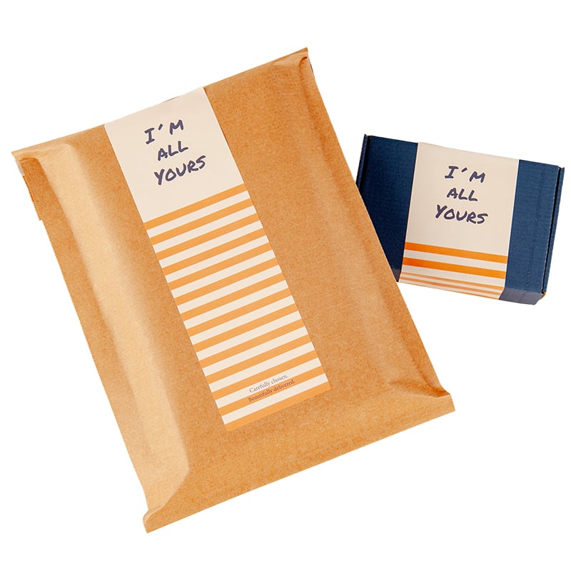 Lukkeetiket Striped Stories abrikos/creme - 1