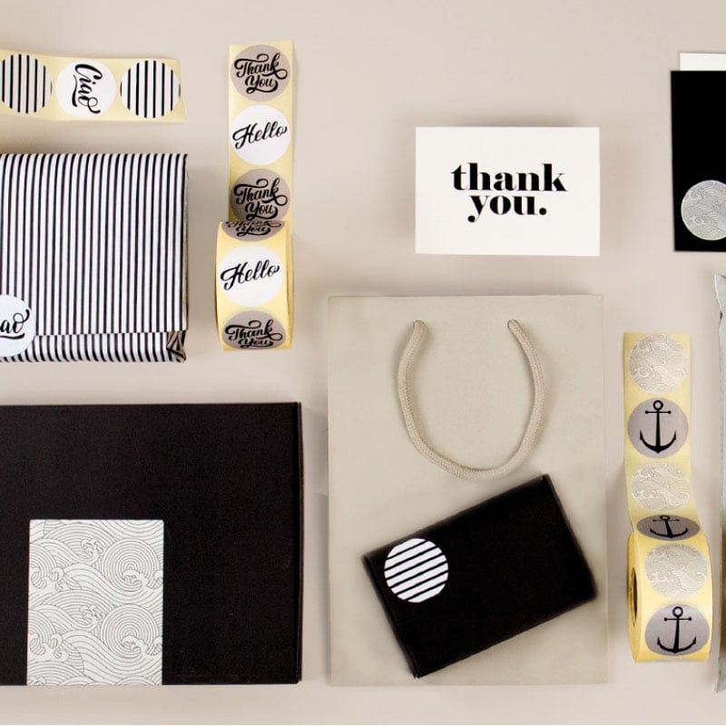 Etiket Venice black "Thank you/hello" Ø49 1000st - 4