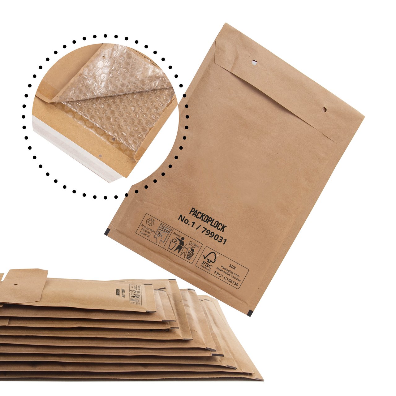 Brun Boblekuvert af 100% genbrugs papir - 2