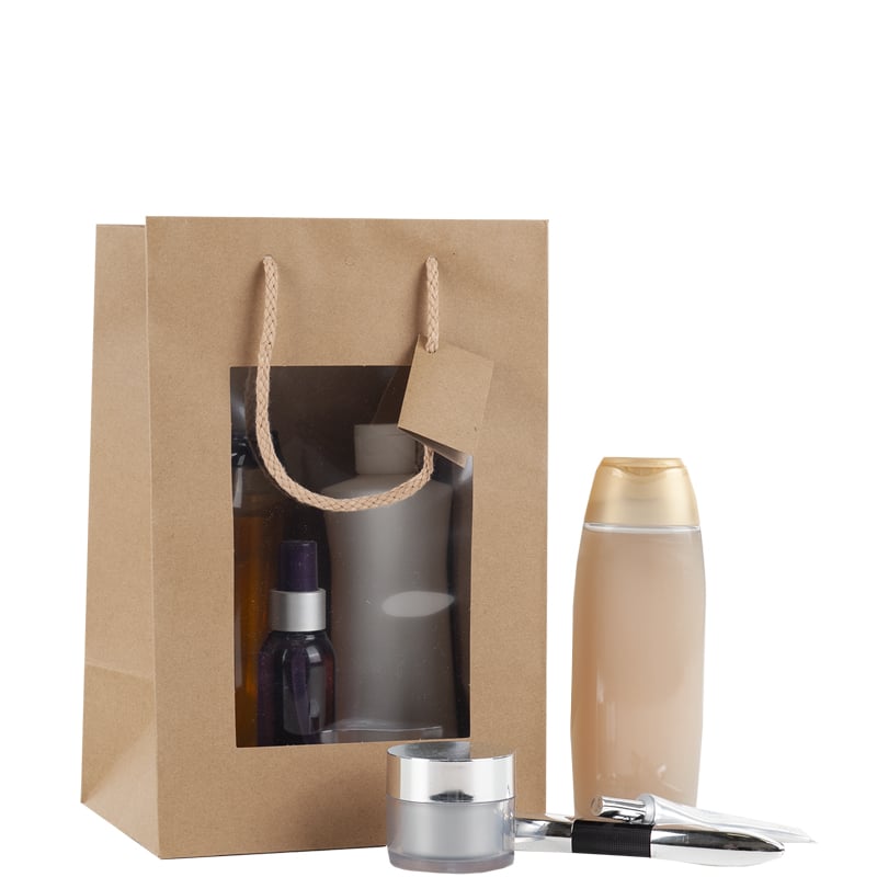 Luksus pose i brun med vindue og håndtag - 8