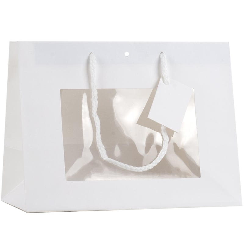 Luksus papirbærepose hvid med vindue og håndtag - 4