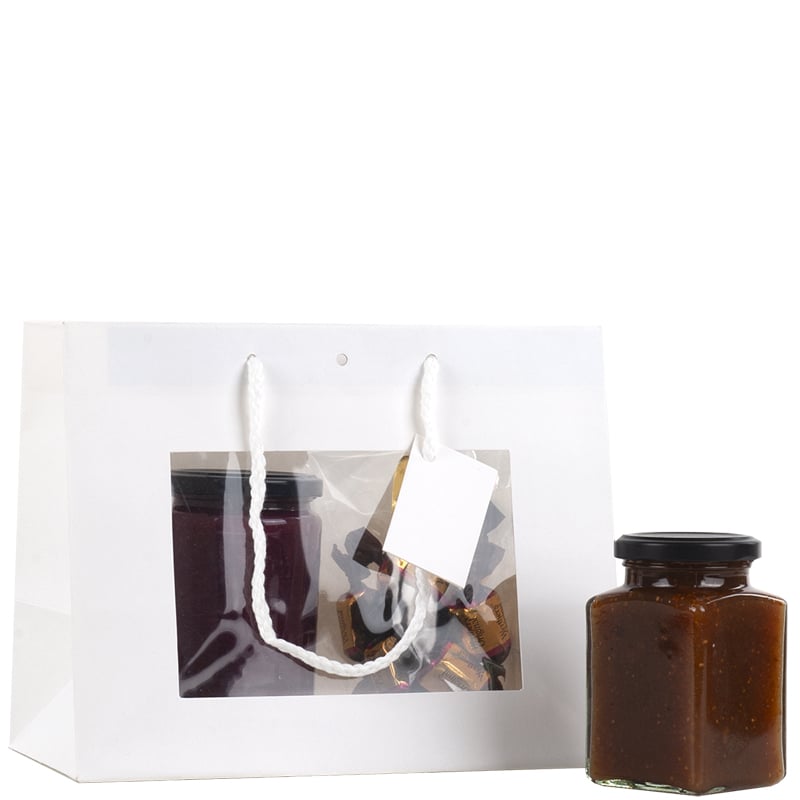 Luksus papirbærepose hvid med vindue og håndtag - 6