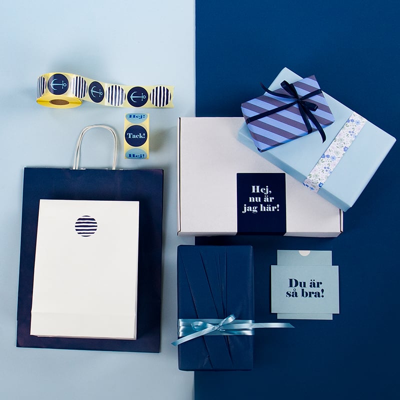 Etiket Miami blue "stribet/anker" - 2