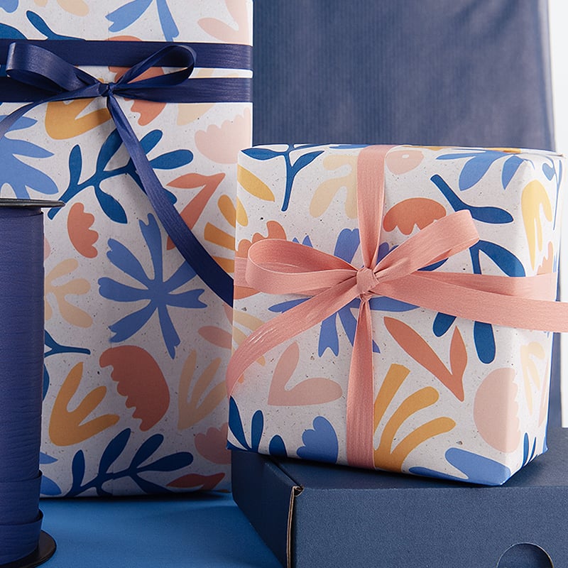 Gavepapir Modern Plants Blue - 3