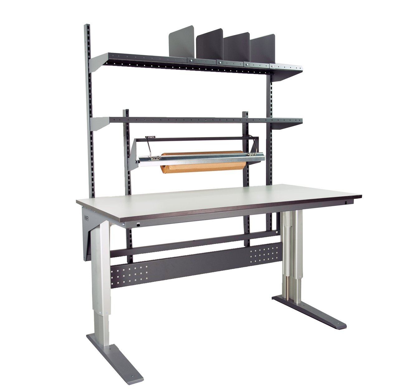 Højdejusterbart pakkebord 300 kg med hylde + rulle - 2