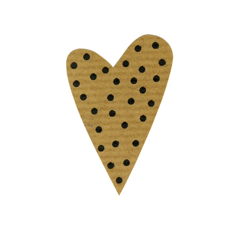 Gaveetiketter modern heart miljø brun med sorte prikker - 2