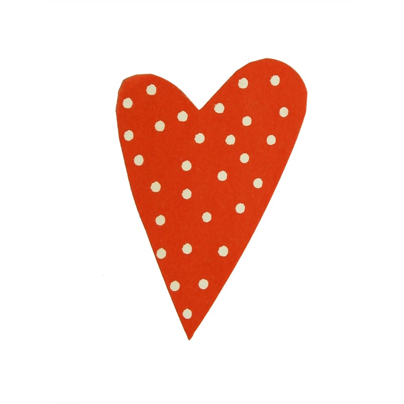 Gaveetiketter modern heart rød med hvide prikker - 2
