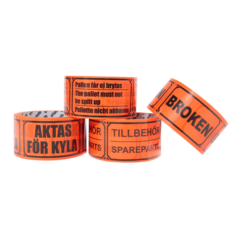 Fluorescerende orange tape med sort tryk. - 1