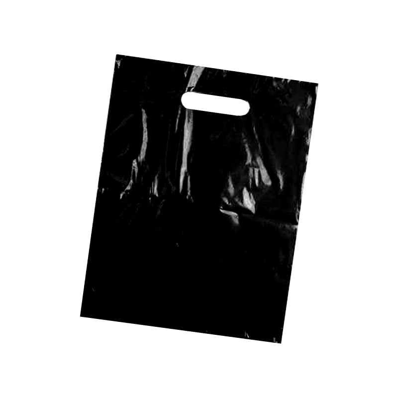 Plastbærepose med udstanset håndtag sort