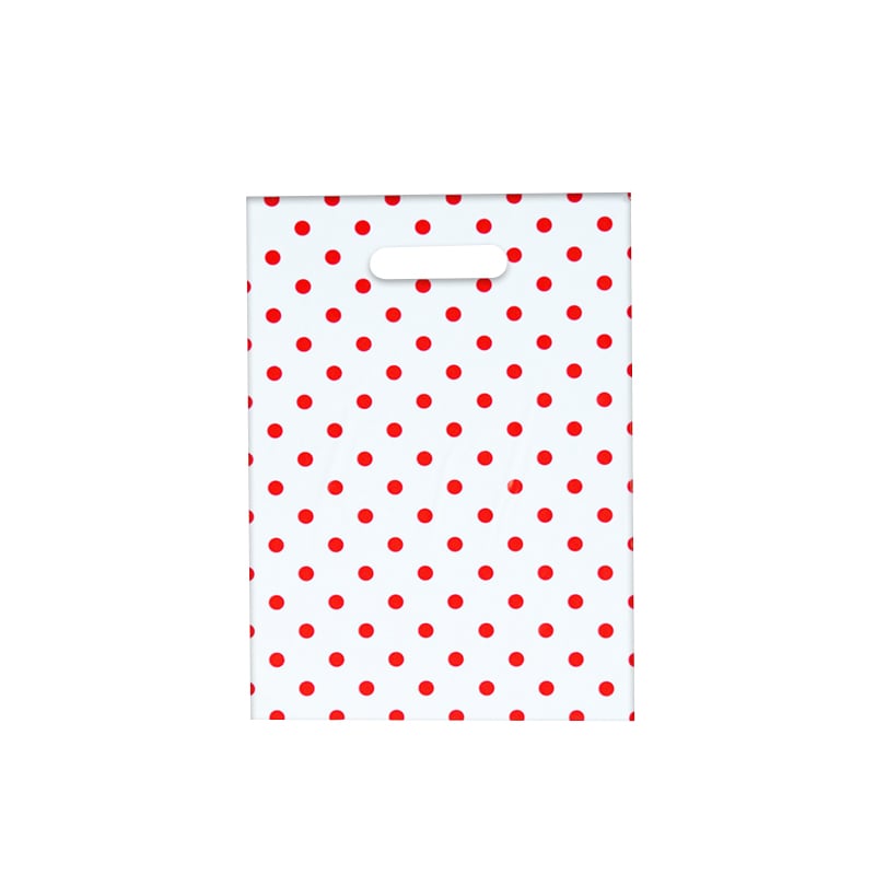 Plastikpose rød prikket