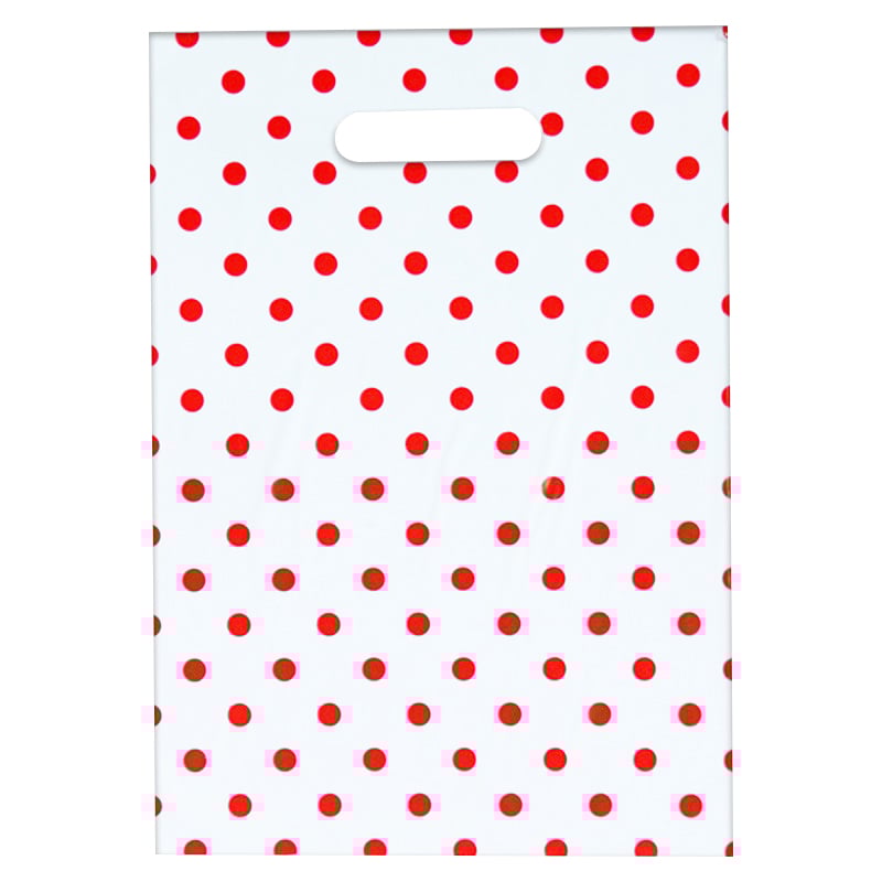 Plastikpose rød prikket - 3
