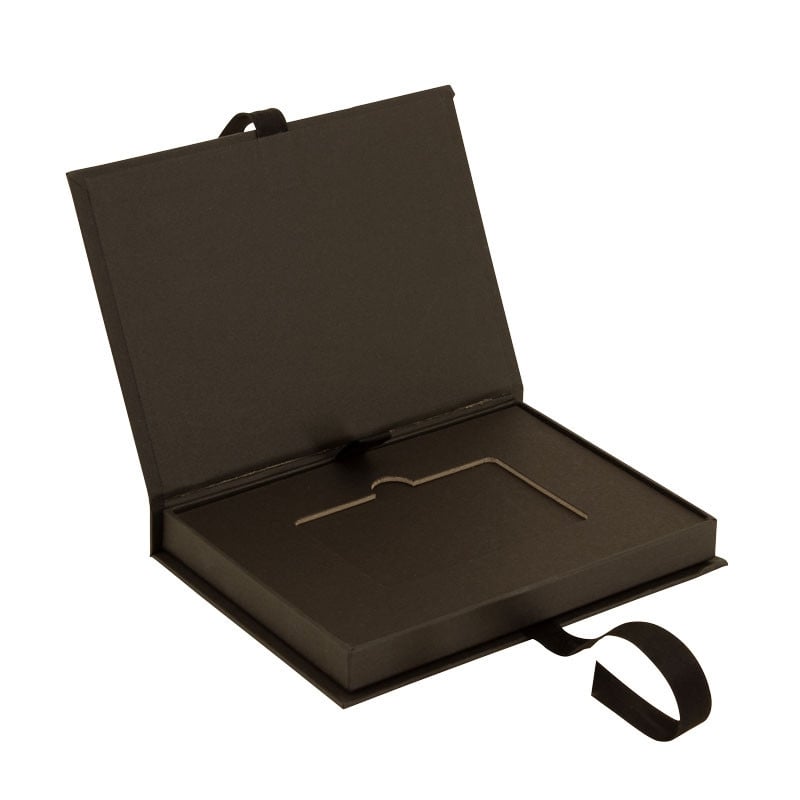 Gaveæske til gavekort sort med sløjfe - 1