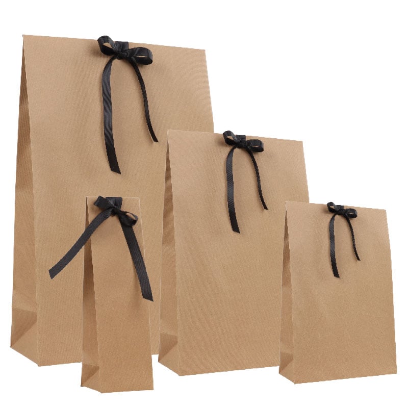 Gavepose med tape lukning mat rillet natur - 2