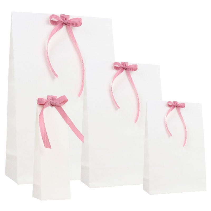 Gavepose med tape lukning mat rillet hvid - 4