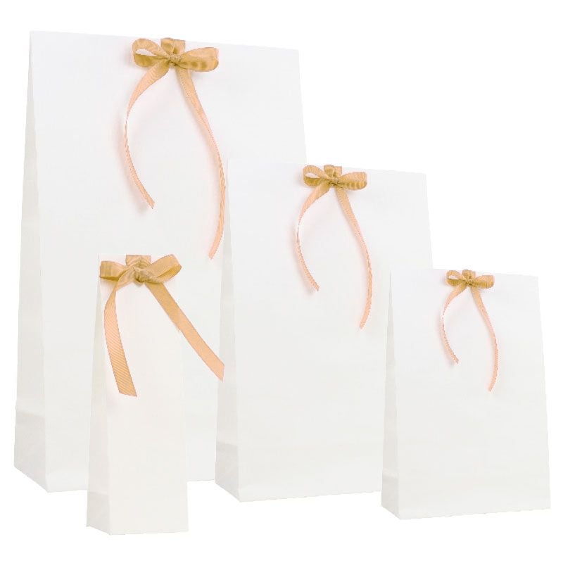 Gavepose med tape lukning mat rillet hvid - 1