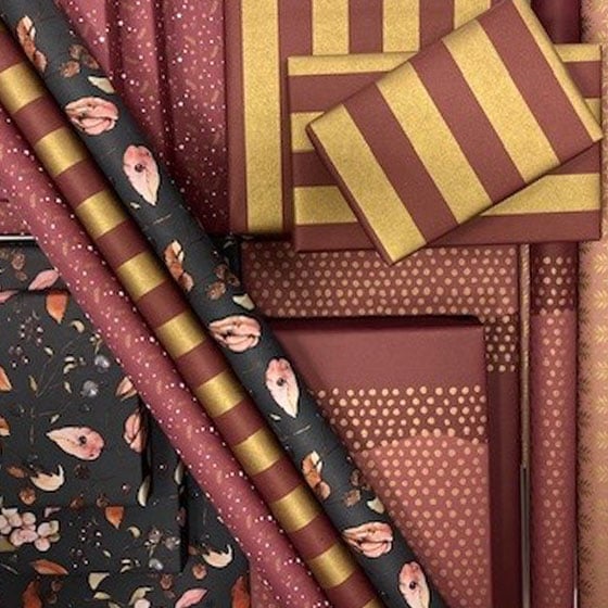 Gavepapir Stripes Red/gold - 5