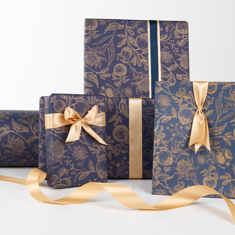 Gavepapir Golden Bird Blue - 2