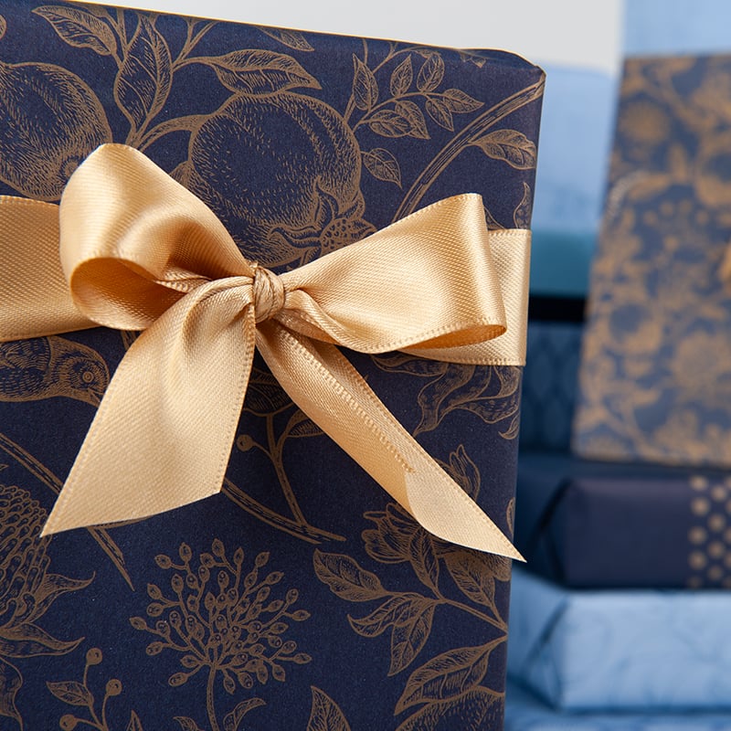 Gavepapir Golden Bird Blue - 4