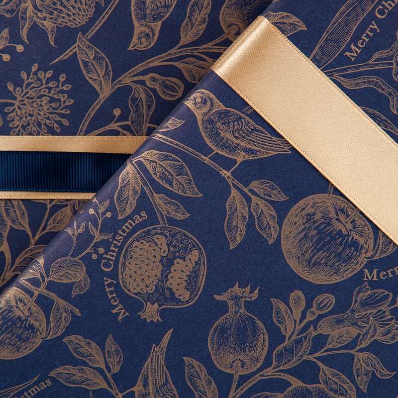 Gavepapir Golden Bird Blue - 3