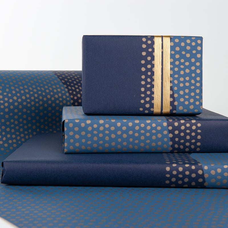 Gavepapir Half Dots Blue/Gold - 2