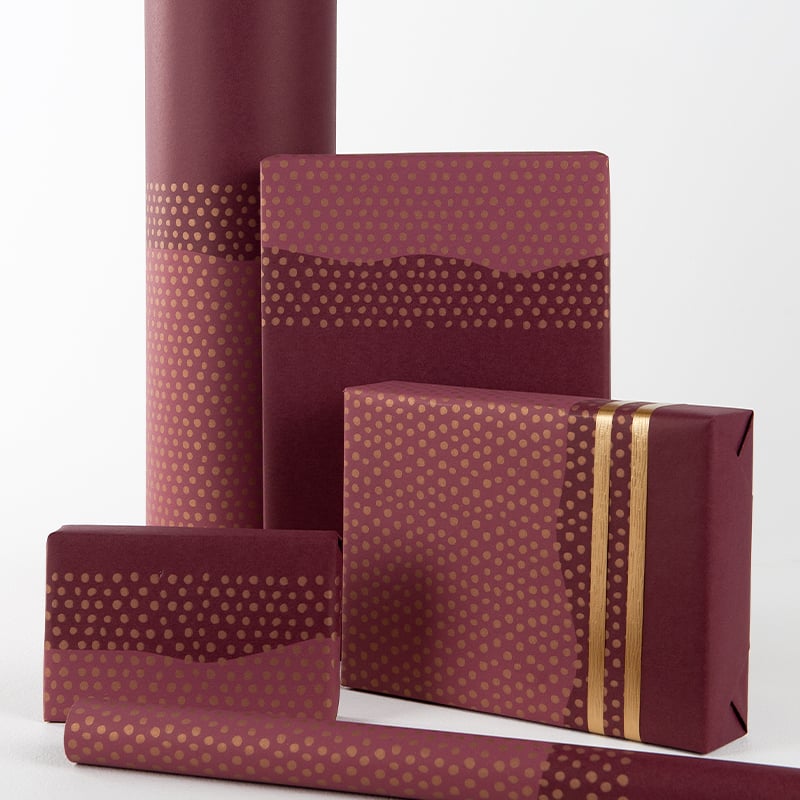 Gavepapir Half Dots Bordeaux/Gold - 3
