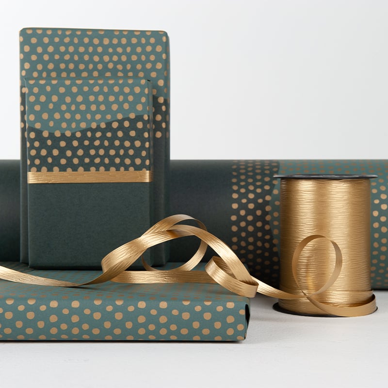 Gavepapir Half Dots Green/Gold - 2