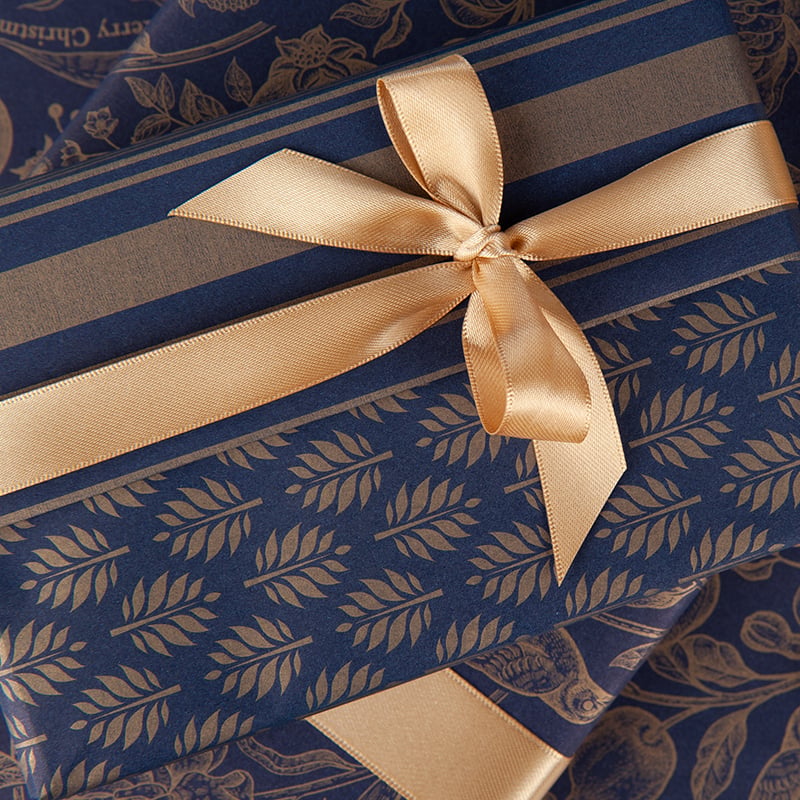 Gavepapir Leaf Blue/Gold - 3