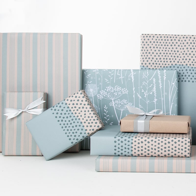 Gavepapir French Stripes Blue - 4