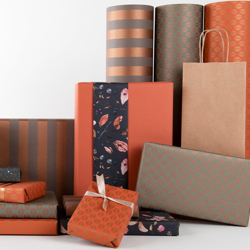 Gavepapir Stripes Grey/Copper - 3