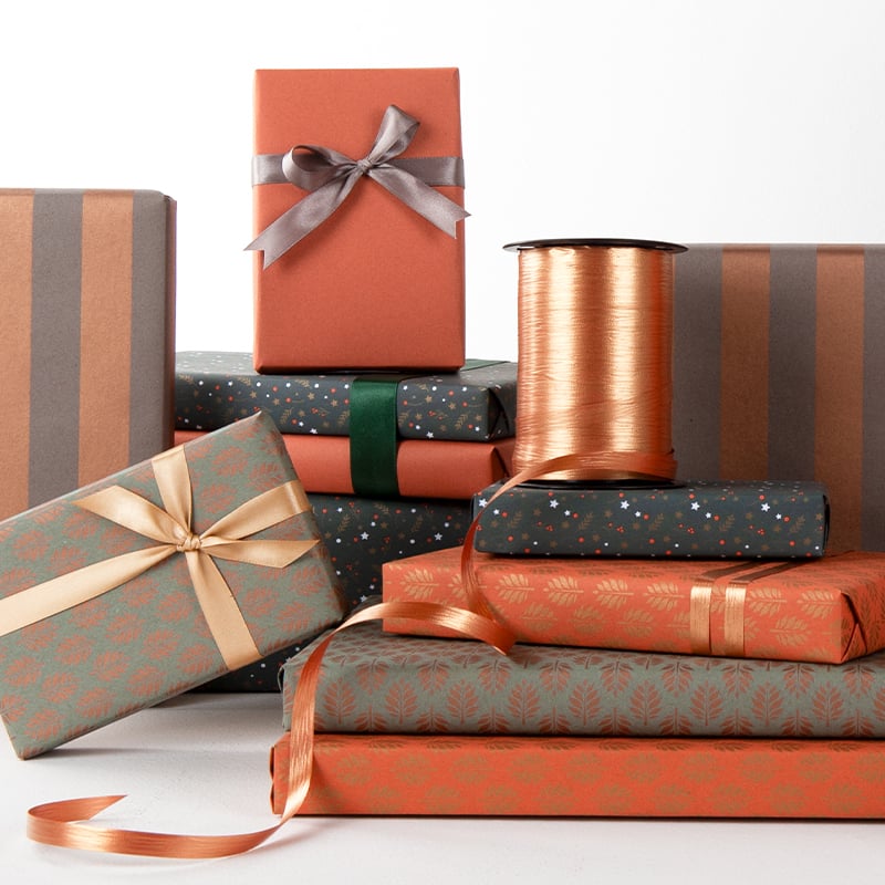 Gavepapir Stripes Grey/Copper - 4