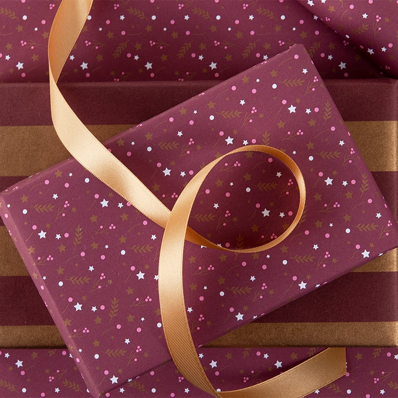 Gavepapir Petit Stars Bordeaux/Gold - 2