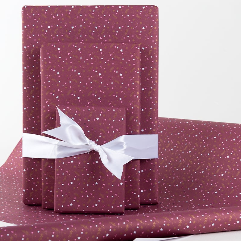 Gavepapir Petit Stars Bordeaux/Gold - 4