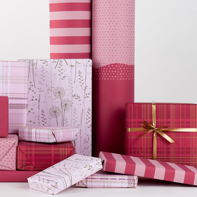 Gavepapir Half Dots Pink/Red - 4