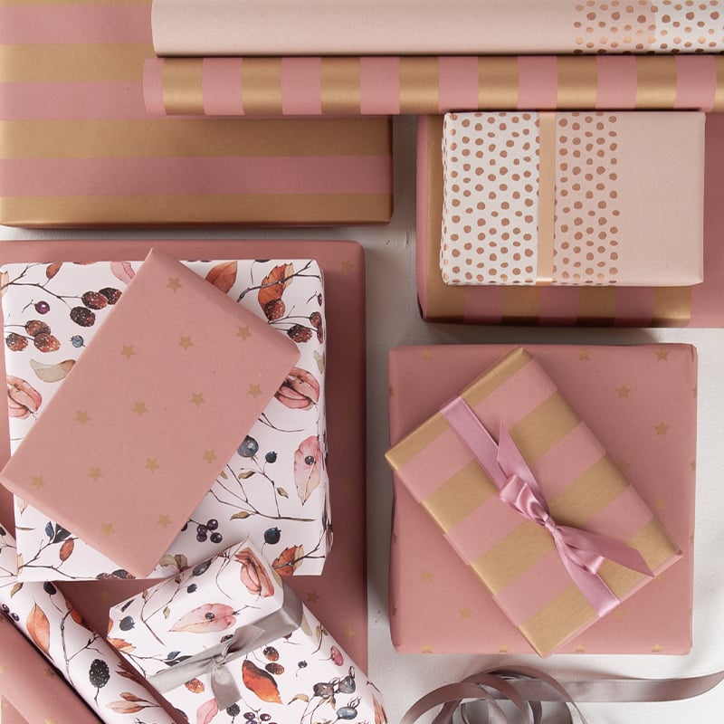 Gavepapir Stripes Rose/gold - 4