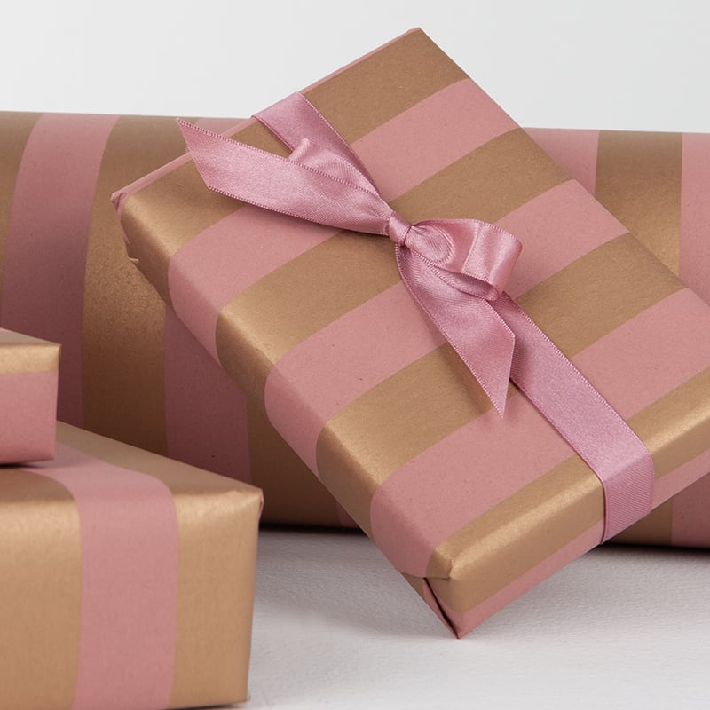 Gavepapir Stripes Rose/gold - 3