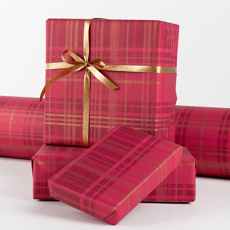 Gavepapir Tartan Bordeaux/Gold - 2
