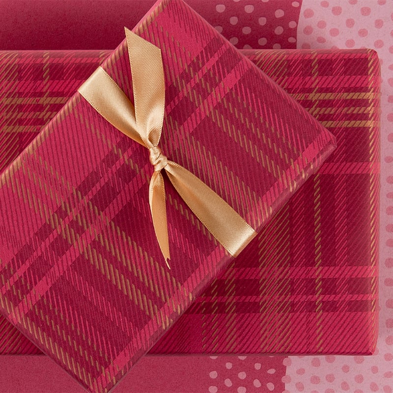 Gavepapir Tartan Bordeaux/Gold - 4