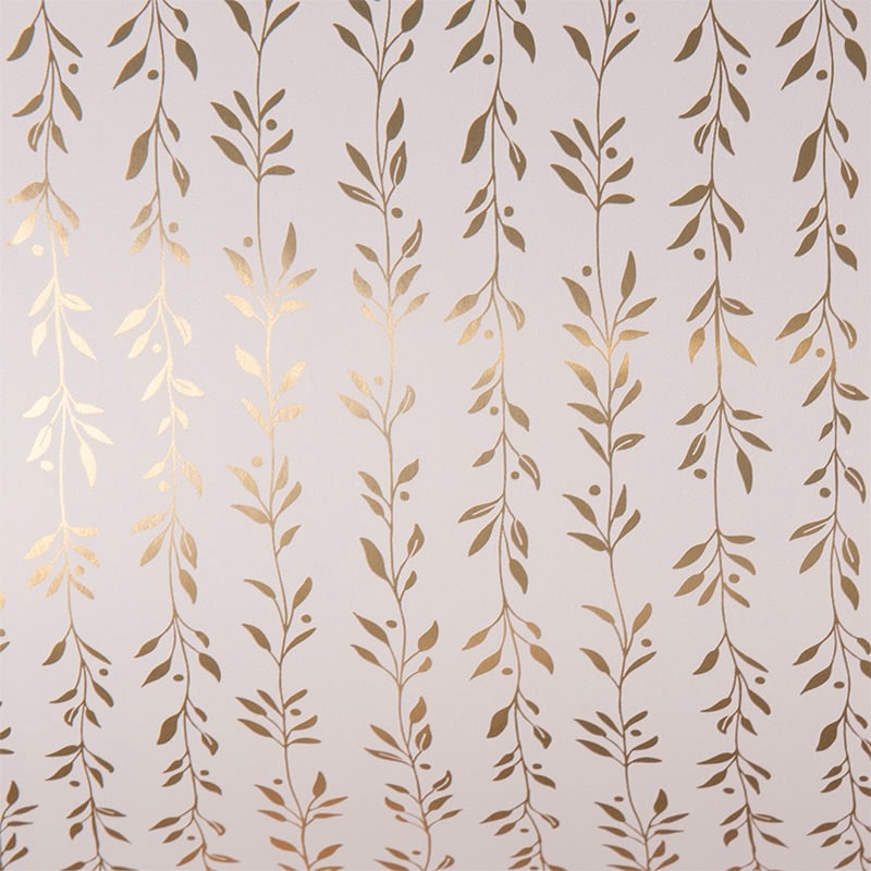 Gavepapir Løv rosa/guld