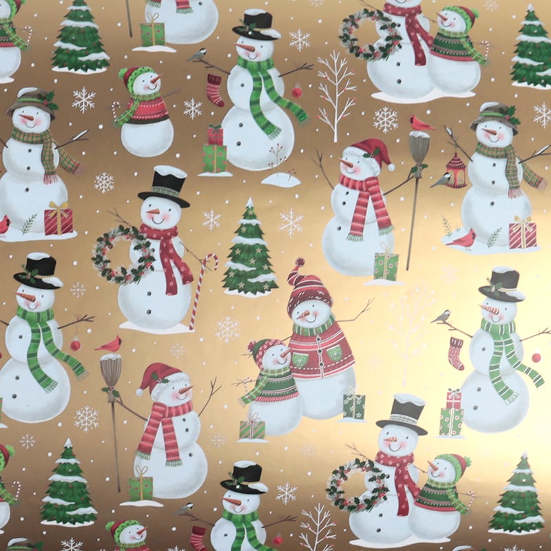 Gavepapir Snowman Gold